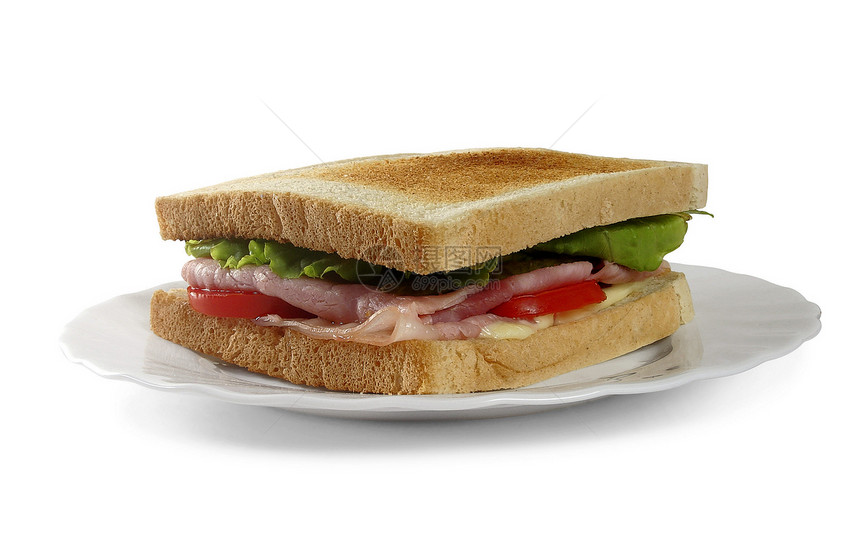 桑威奇面包蔬菜火腿午餐食物图层猪肉吃饭早餐叶子图片