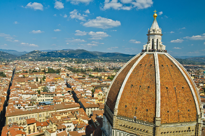 意大利佛罗伦萨历史圆顶大教堂纪念碑天炉钟楼景观蓝色文化旅行图片