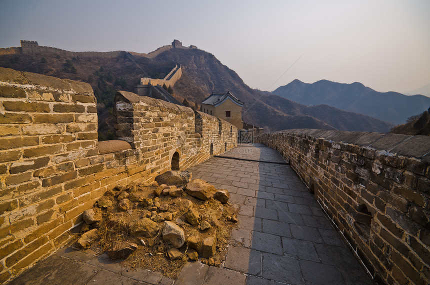 中国长城世界晴天天空建筑学历史性观光蓝色石头旅游爬坡图片