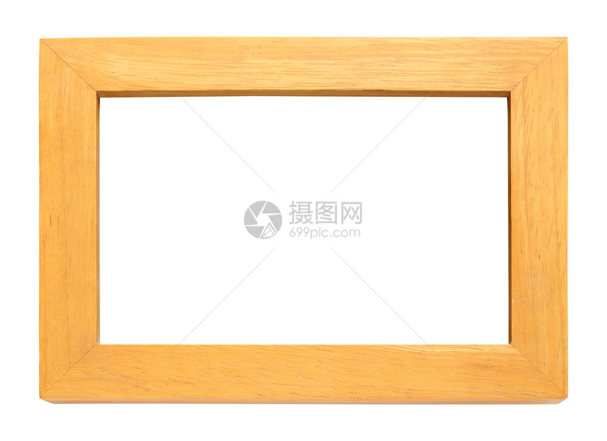 白色背景上孤立的木制照片框工艺框架画廊手工礼物雕刻空白摄影正方形边缘图片
