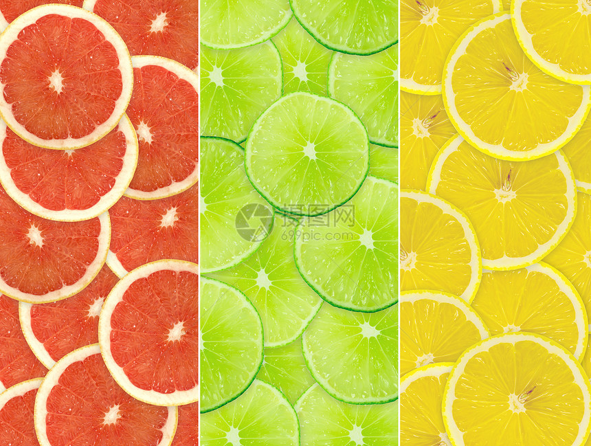 柑橘切片摘要背景 特写 工作室照片红色绿色摄影框架宏观柚子肉质橙子食物圆圈图片