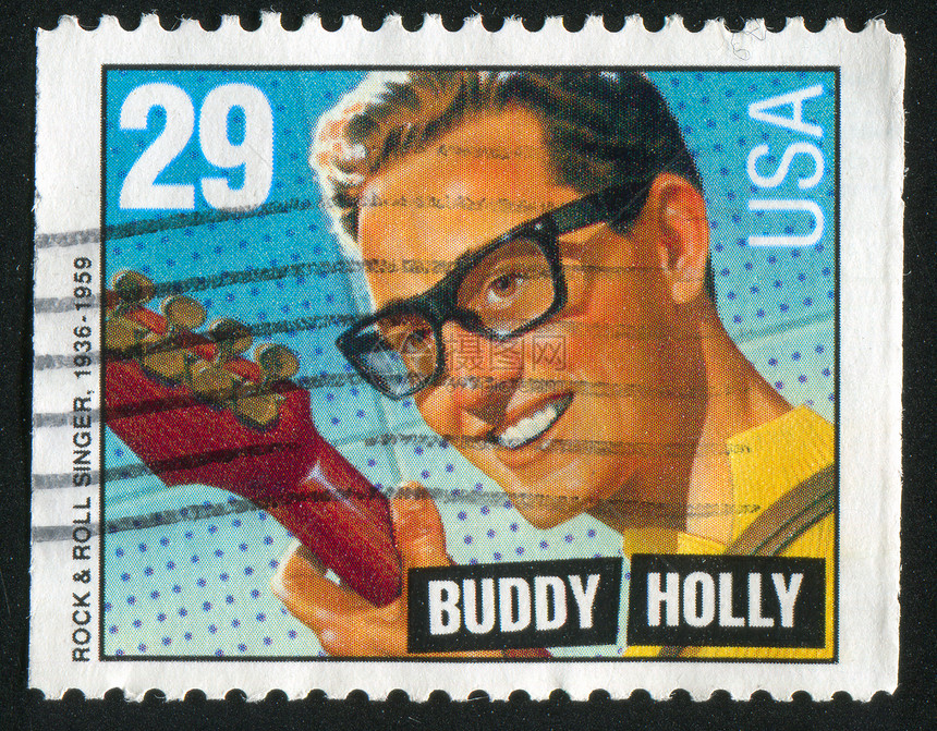 巴迪霍利邮件信封集邮伙伴邮票历史性头发邮戳海豹男人图片