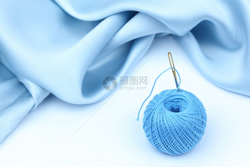 线织物纺织品衣服工作蓝色缝纫针线活海浪投标材料图片