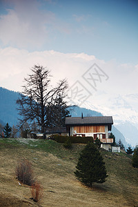 山中的白风景小屋酒店娱乐旅行太阳假期日落冻结房子图片