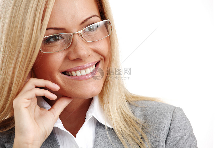 戴眼镜的女商务人士青年牙齿眼镜青少年肤色商业喜悦幸福成人女士图片