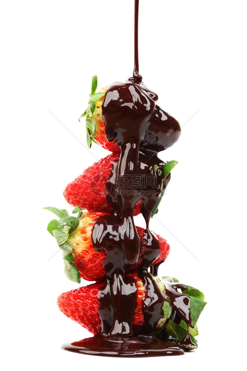 巧克力中的草莓堆美食甜点小吃季节液体早餐食物水果庆典浆果图片