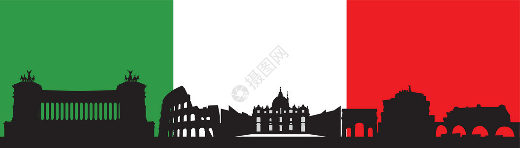 特拉斯罗马 Italia 天际线 以巴勒克和白色广场教会爬坡城市插图斗兽场景观脚步大教堂文化插画