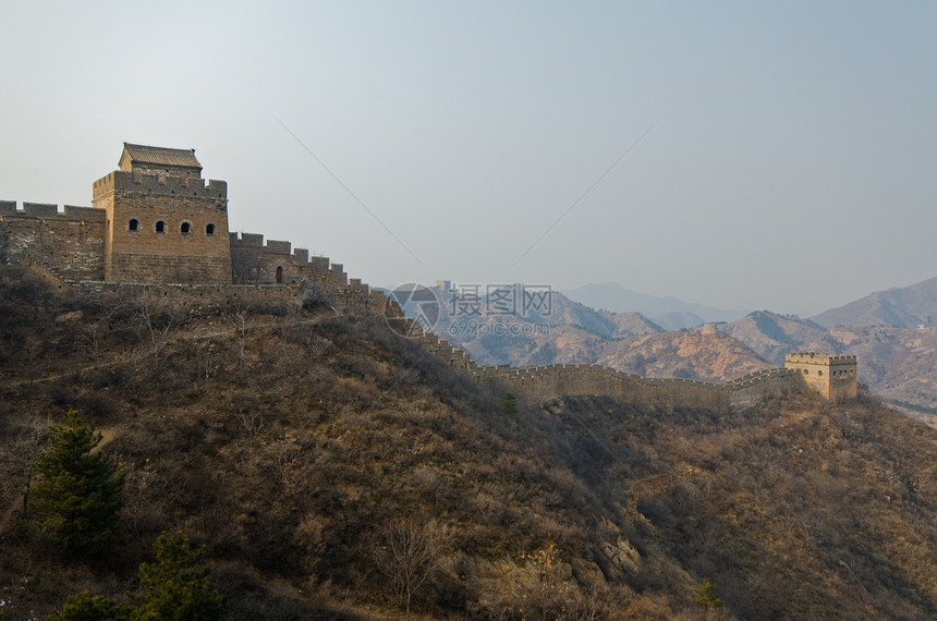 中国长城石头建筑学地标晴天防御旅行天空蓝色爬坡旅游图片