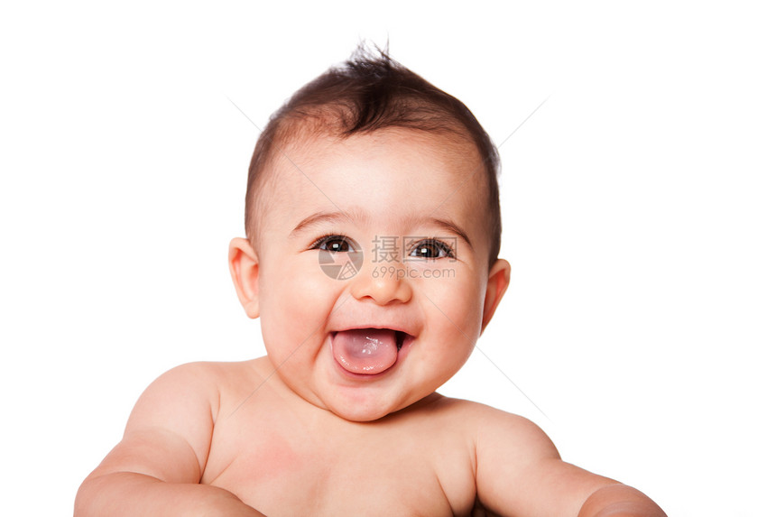 快乐的笑婴儿脸头发孩子婴儿期男生育儿生活情感喜悦微笑乐趣图片