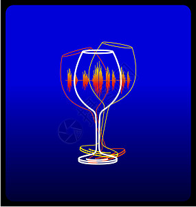 酒杯玻璃蓝色矢量奢华音乐新年橙子卡片设计舞蹈派对背景图片