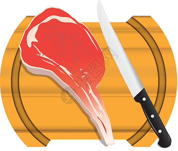 配肉的剪切板牛肉食物绘画猪肉插图加工数字利器烹饪红色插画