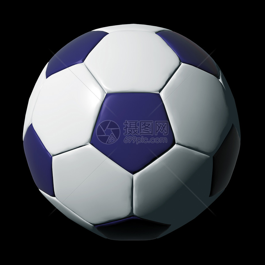 蓝皮足球球 在黑色上被孤立图片
