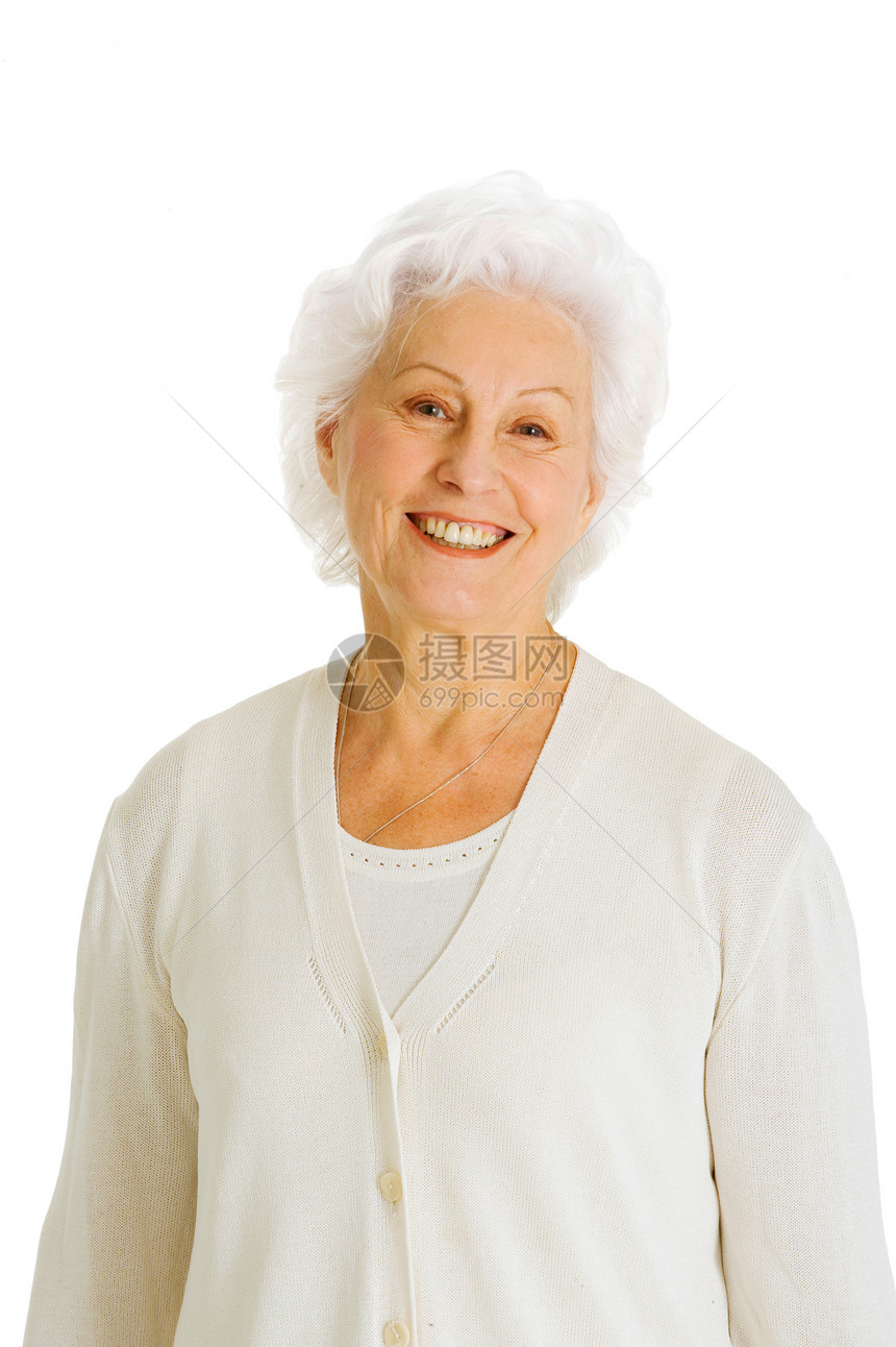 老年妇女微笑的年长妇女幸福白色图片