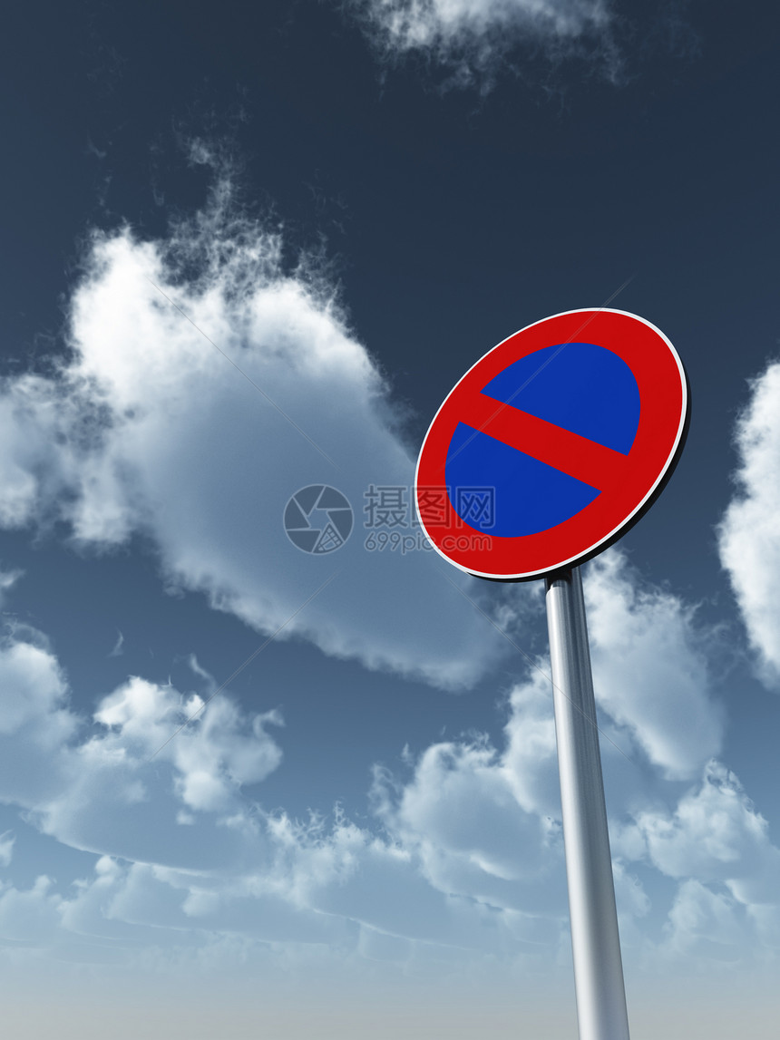 禁止停车蓝色红色入口天空城市街道信号盘子交通警告图片