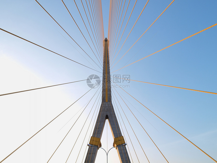 泰籍Bangkok泰国8号大桥Rama 8号电缆城市国王穿越土地街道建筑地标旅行纪念碑图片