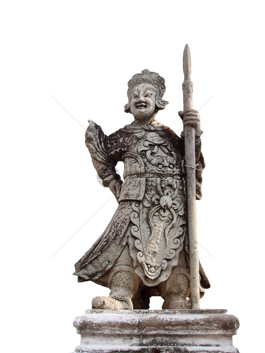 泰国寺庙的中国石雕像男人古董石头力量纪念碑旅行文化智慧宗教艺术图片