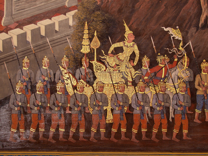 有关拉马亚那Ramayana Ep的画画场景文化装饰工艺寺庙古董艺术佛教徒神社宗教图片