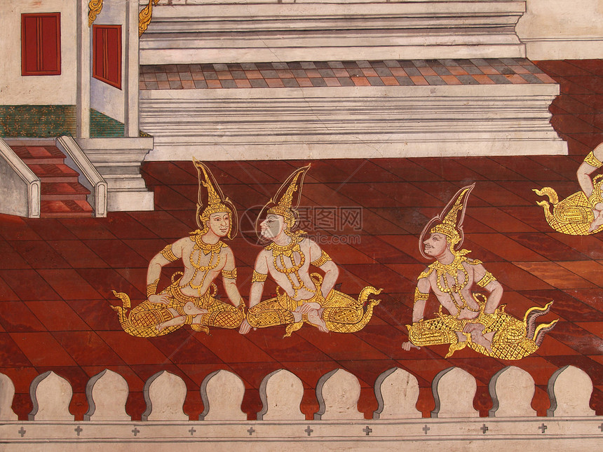 有关拉马亚那Ramayana Ep的画画寺庙工艺艺术佛教徒宗教装饰神社文化历史古董图片