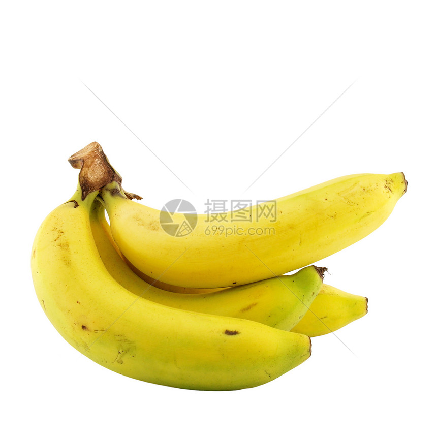 一群被白种背景孤立的香蕉白色饮食黄色水果剪裁食物皮肤宏观组织小吃图片