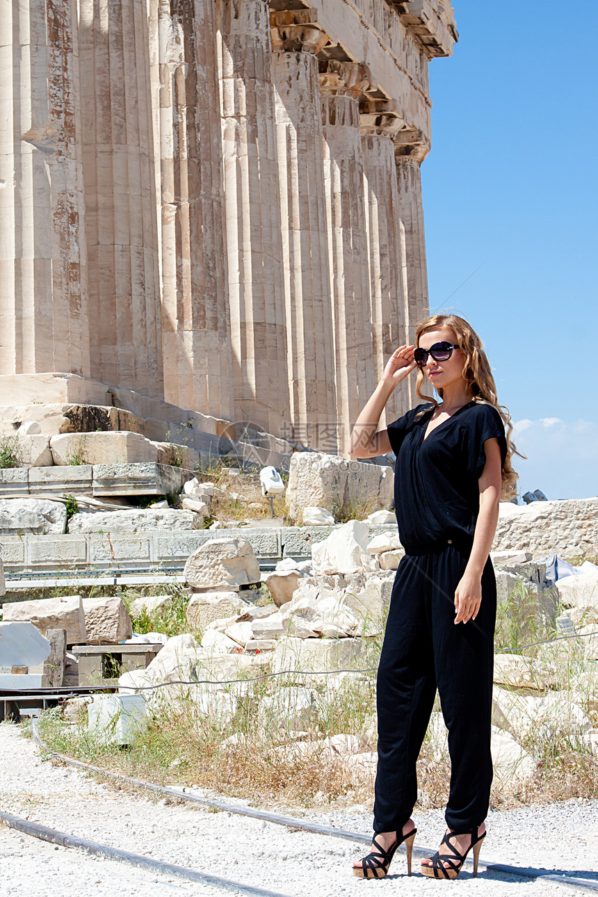 Achopolis的女神假期文化纪念碑废墟古董柱子大理石游客建筑学神话图片