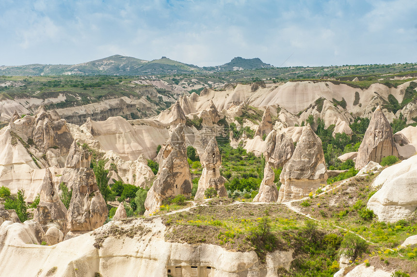 戈里梅谷火鸡旅游烟囱洞穴石头砂岩岩石编队远景旅行图片