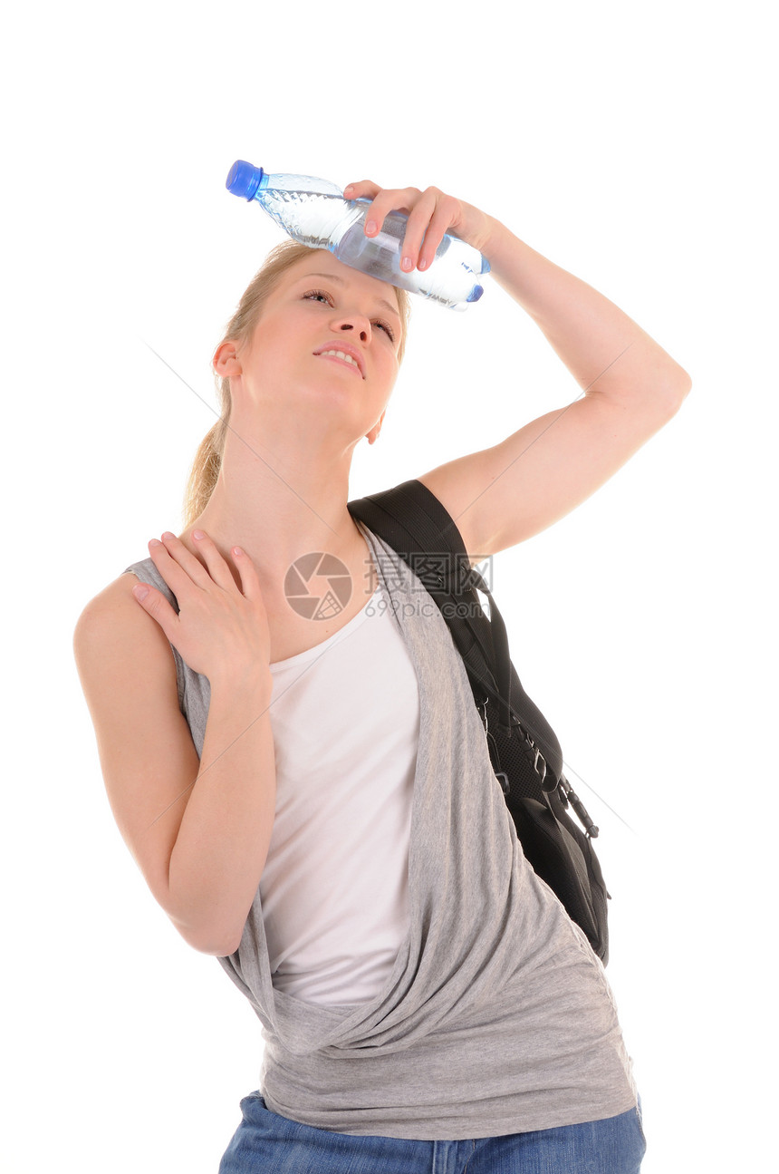 太热了运动女孩头发瓶子卫生药品手臂塑料女士成人图片