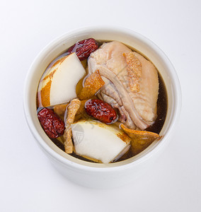 白果萝卜粥鸡肉汤和香草汤 在锅 中国食品风格盘子萝卜猪肉装饰品餐厅用餐传统烹饪午餐食物背景