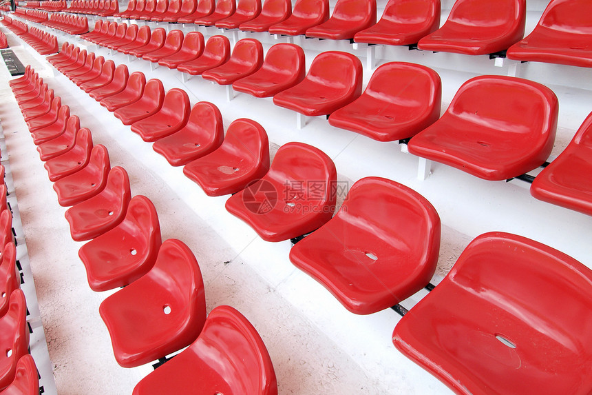 泰国体育场红色座位剧院橙子数字水平民众楼梯空白椅子看台塑料图片