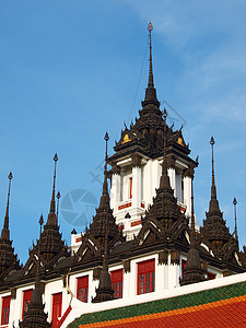 拉差安达兰寺泰国建筑 拉特沙纳达瓦 洛哈普拉萨特景点黄色晴天胜地日子旅游阳光瓦片瓷砖吸引力背景