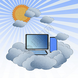 利用太阳回收纸云计算 云计算计算元件背景图片