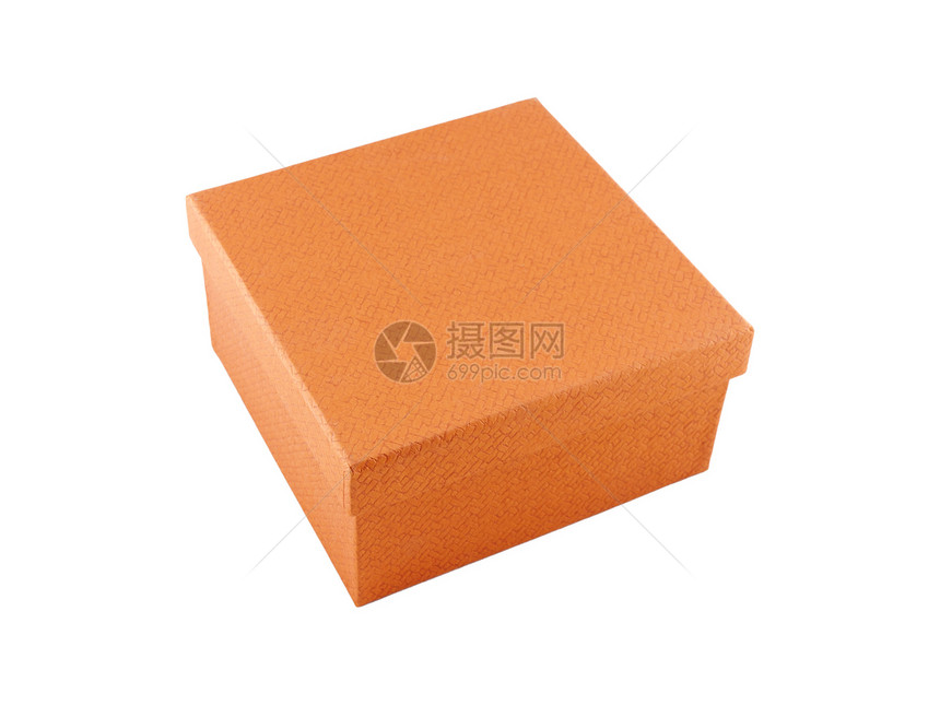 白色背景上的橙色框展示购物橙子卡片纸板装饰礼物正方形贮存盒子图片