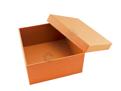 白色背景上的橙色框卡片橙子盒子店铺礼物正方形纸板购物包装贮存背景图片