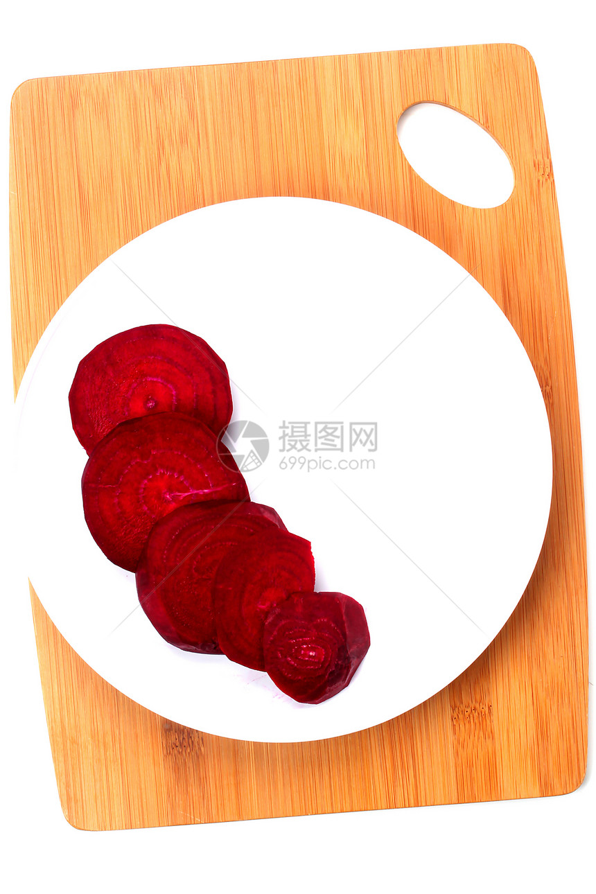 红甜菜盘子紫色木板烹饪蔬菜白色木头煮沸栗色营养图片