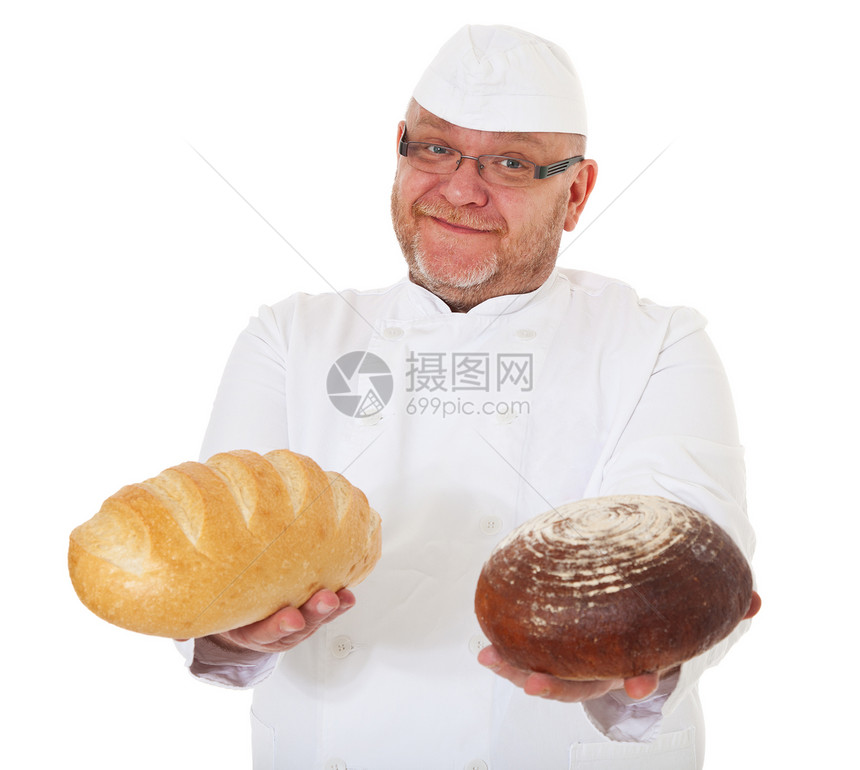 贝克曼师傅男人食品面包生产魅力白色插头广告成年人图片