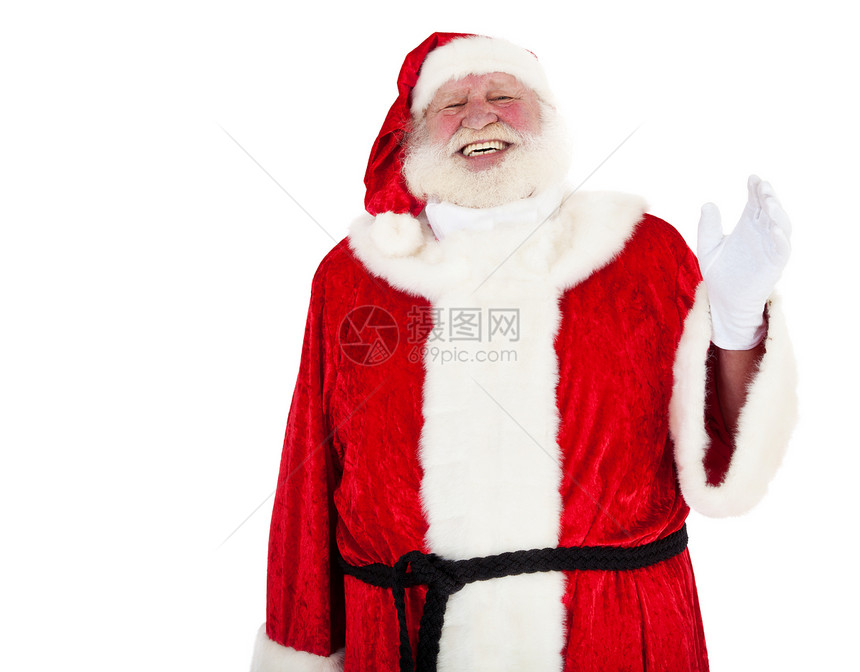 圣诞老人传统手势老年白色戏服外观男人时候图片