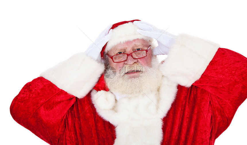 圣诞老人男人老年传统时候戏服外观白色压力图片