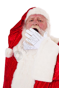 圣诞老人时候男人白色老年戏服外观传统背景图片