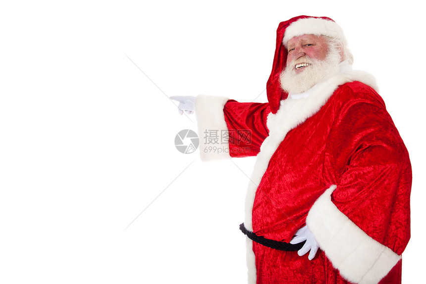圣诞老人戏服手指白色时候外观老年空白男人传统图片