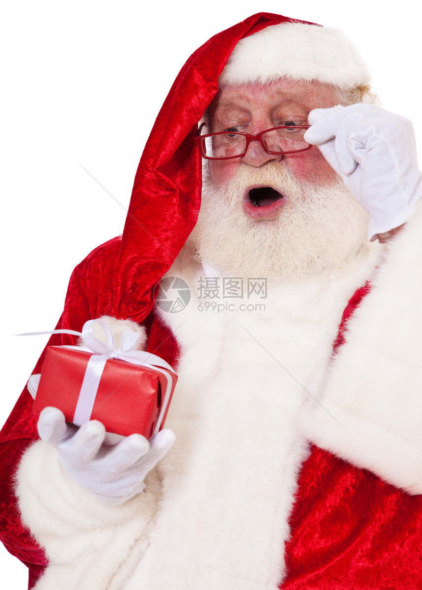 圣诞老人展示男人时候传统老年戏服惊喜白色表情外观图片