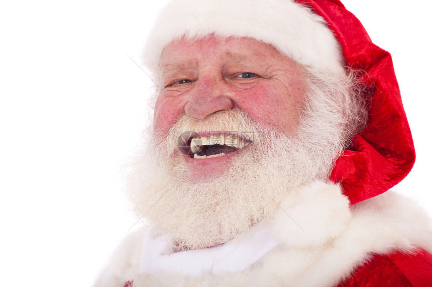 圣诞老人时候传统外观微笑男人老年白色戏服图片