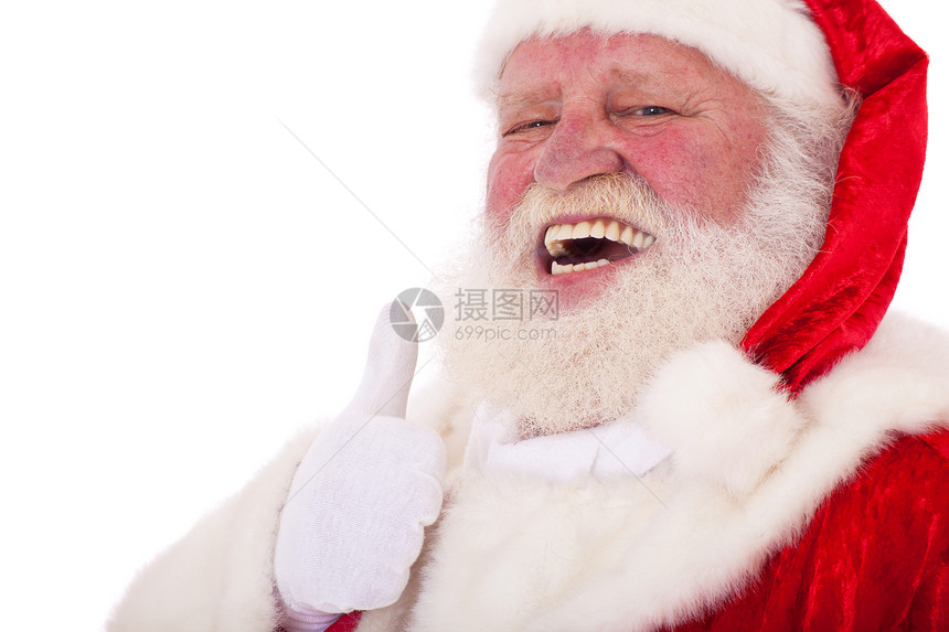 圣诞老人传统赞扬男人手势白色戏服时候外观老年图片