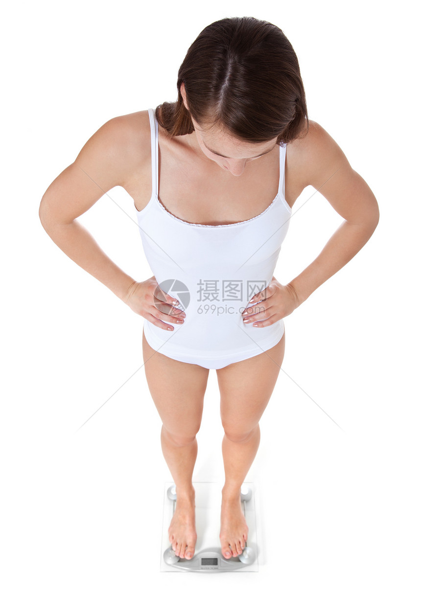 饮食女性女士休闲服体重女孩文化青年白色身体黑发图片