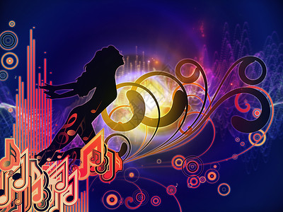 音乐范例音乐会笔记舞蹈作品墙纸女孩蓝色漩涡歌曲插图背景图片
