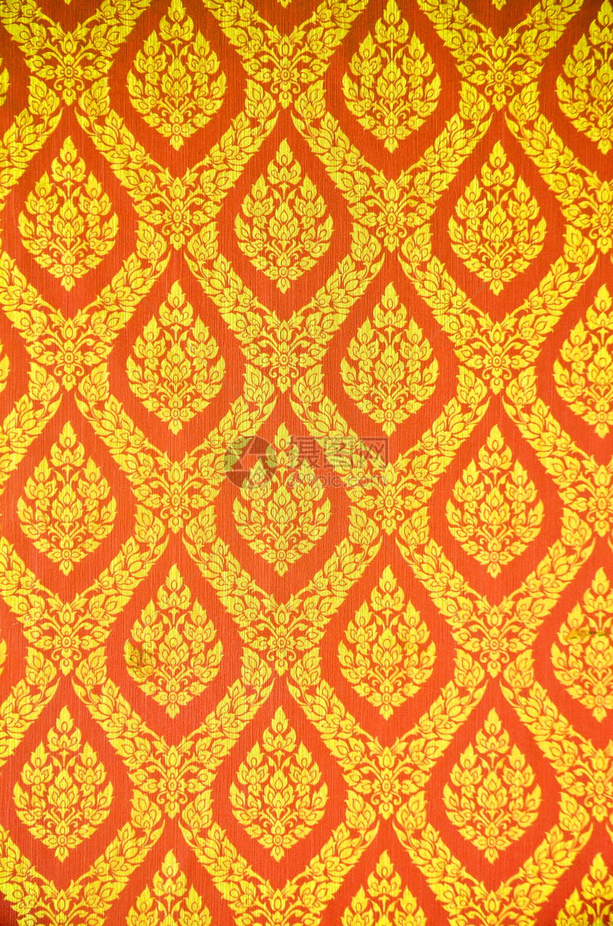 泰文风格纺织品传统墙纸红色艺术图片