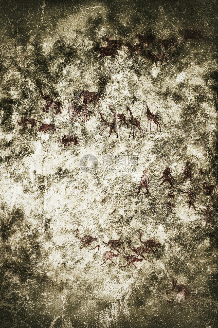 史前绘画文化鸵鸟装饰品洞穴插图艺术品数字象形人种学文字图片