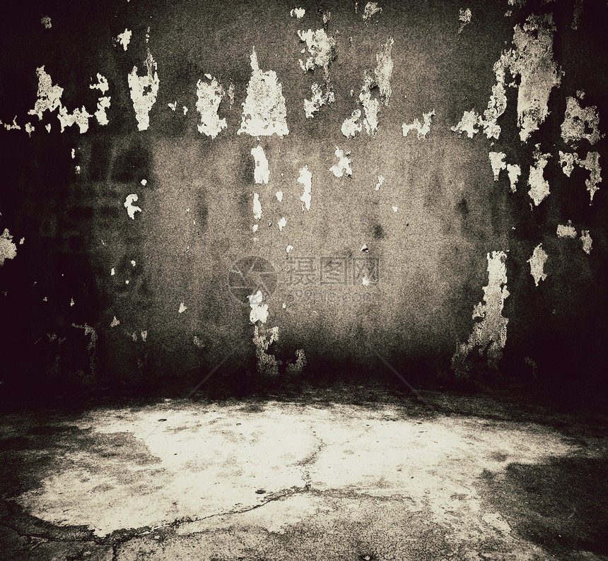 旧房间风格水泥阴影绘画墙纸损害公寓装饰剥皮地面图片