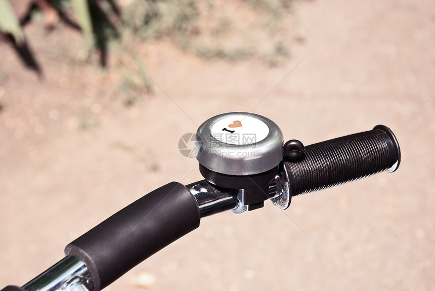 自行车手柄圆圈旅行圆形黑色戒指运动反射合金金属信号图片