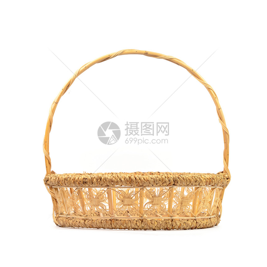 手工制作的篮子野餐芦苇手工业竹子材料稻草白色工艺编织柳条图片