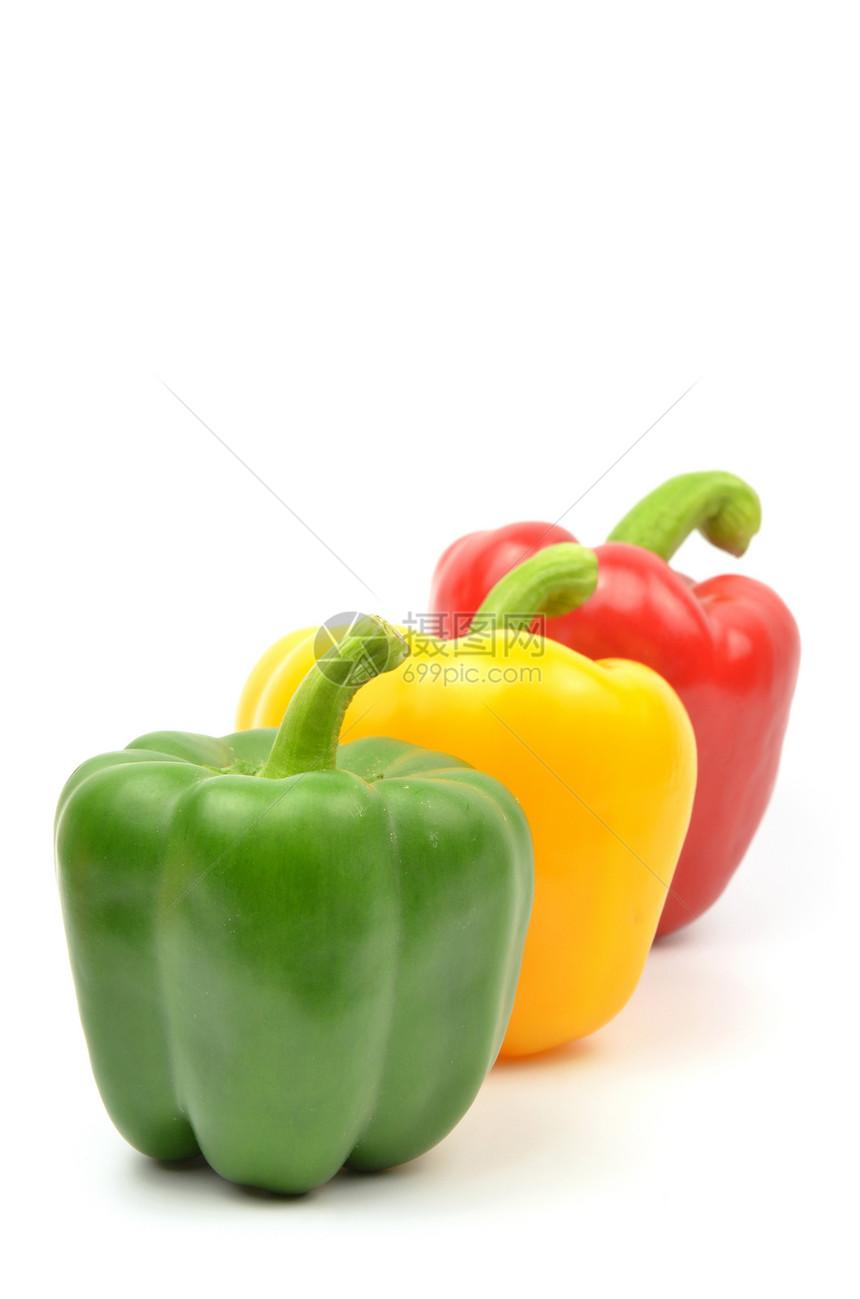新鲜的彩色辣椒孤立蔬菜胡椒黄色红辣椒红色饮食绿色食物白色植物图片