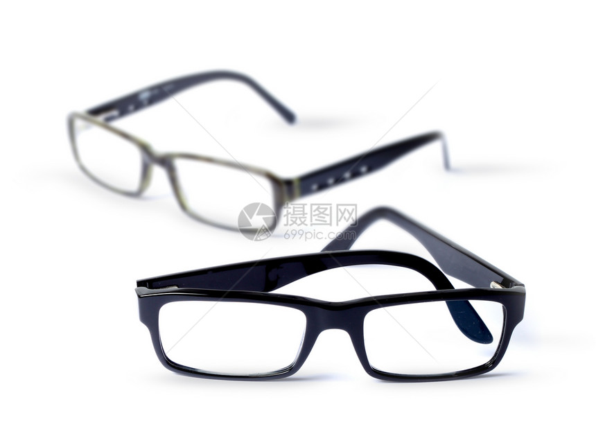 双眼眼镜轮缘镜片眼睛塑料白色光学框架黑色图片